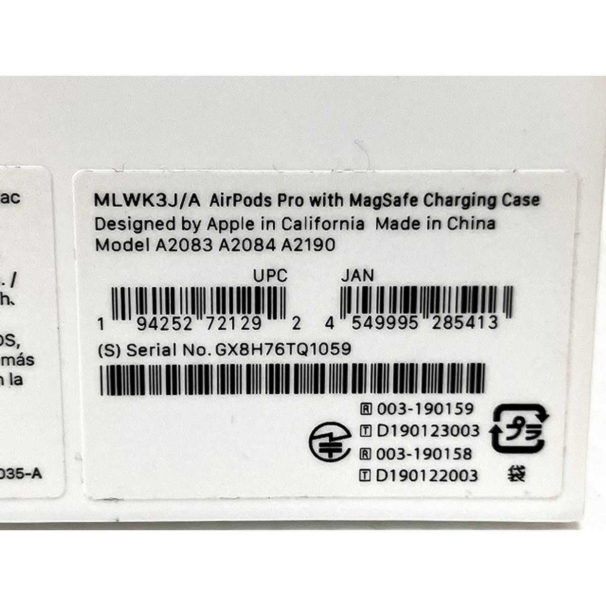 Apple AirPods Pro A 2084 第1世代 ワイヤレスイヤホン ノイズキャンセリング アップル エアポッズ