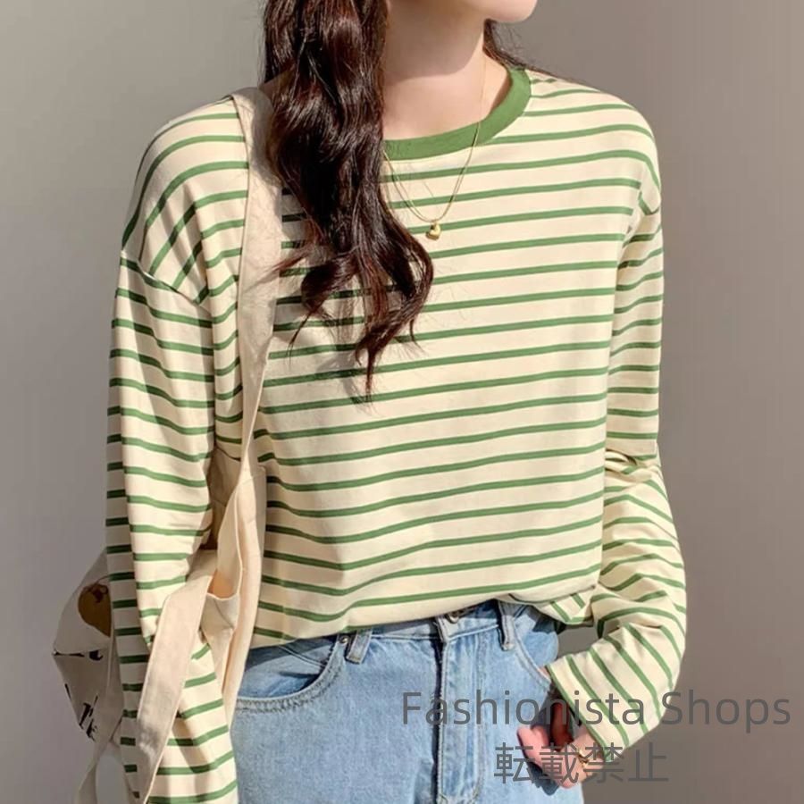 新品未使用】ボーダー柄tシャツ 長袖カットソー 春秋 lgcp164