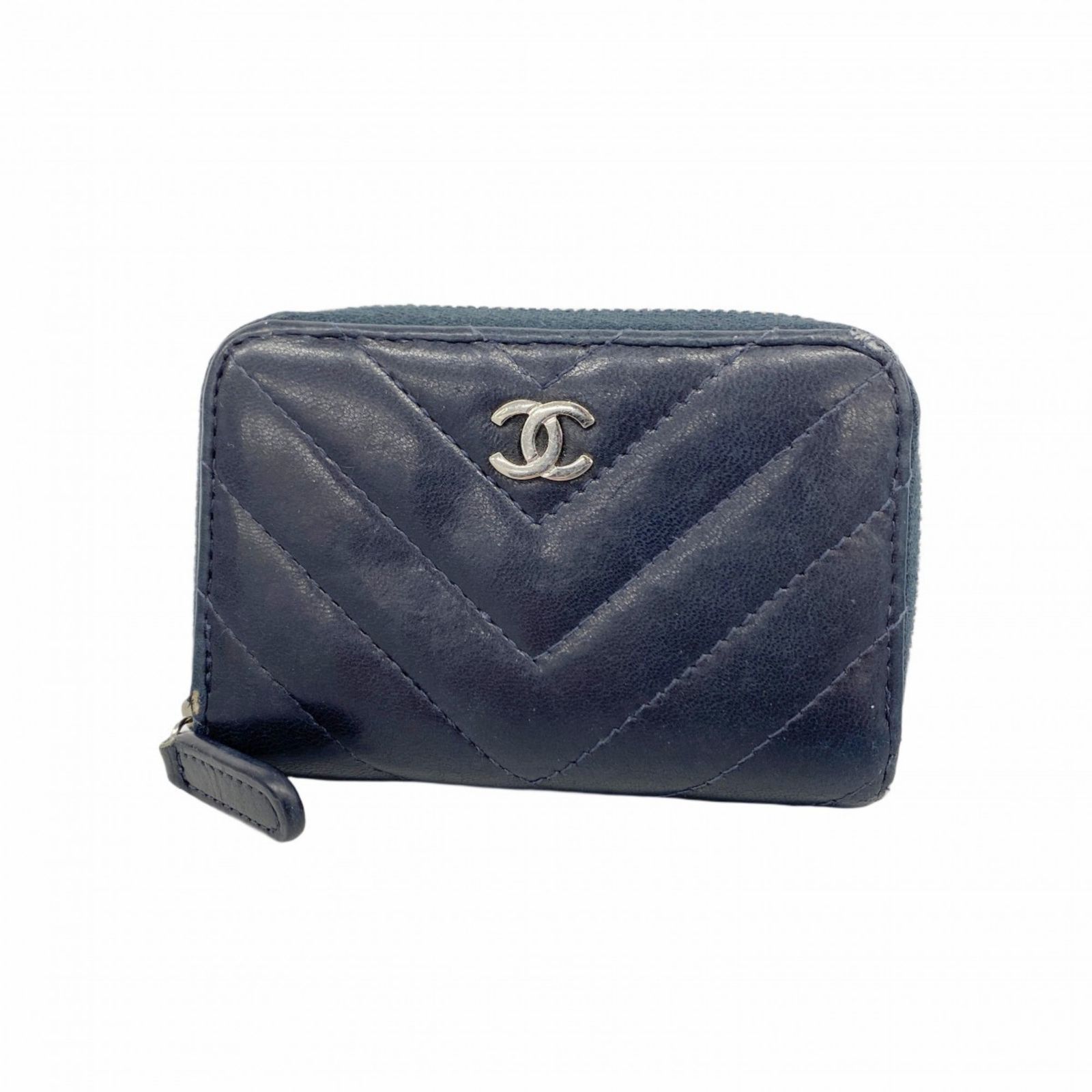 シャネル Chanel シャネル 財布 コインケース Vステッチ ラムスキン ブラック レディース