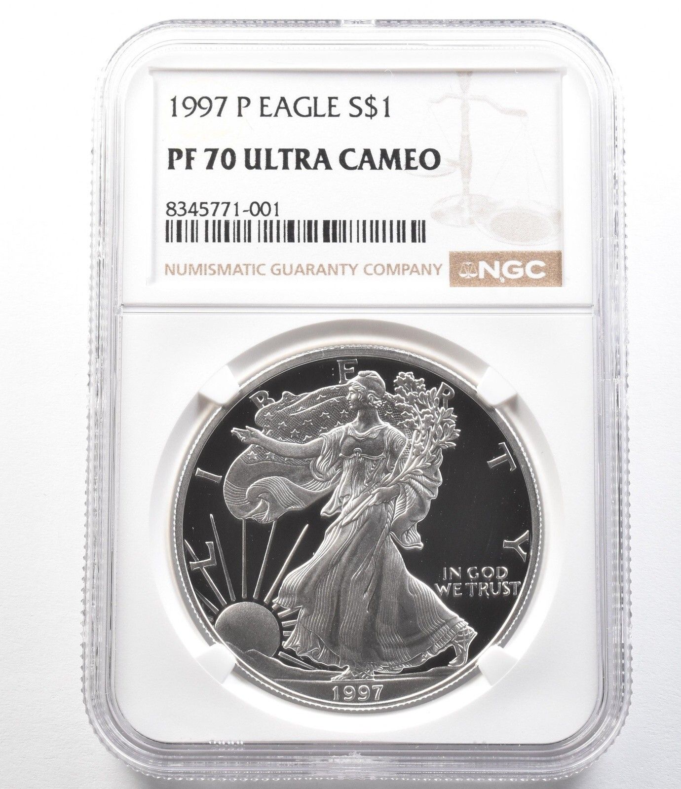PF70 UCAM 1997P アメリカン シルバー イーグル ブラウンラベル NGC ホワイト