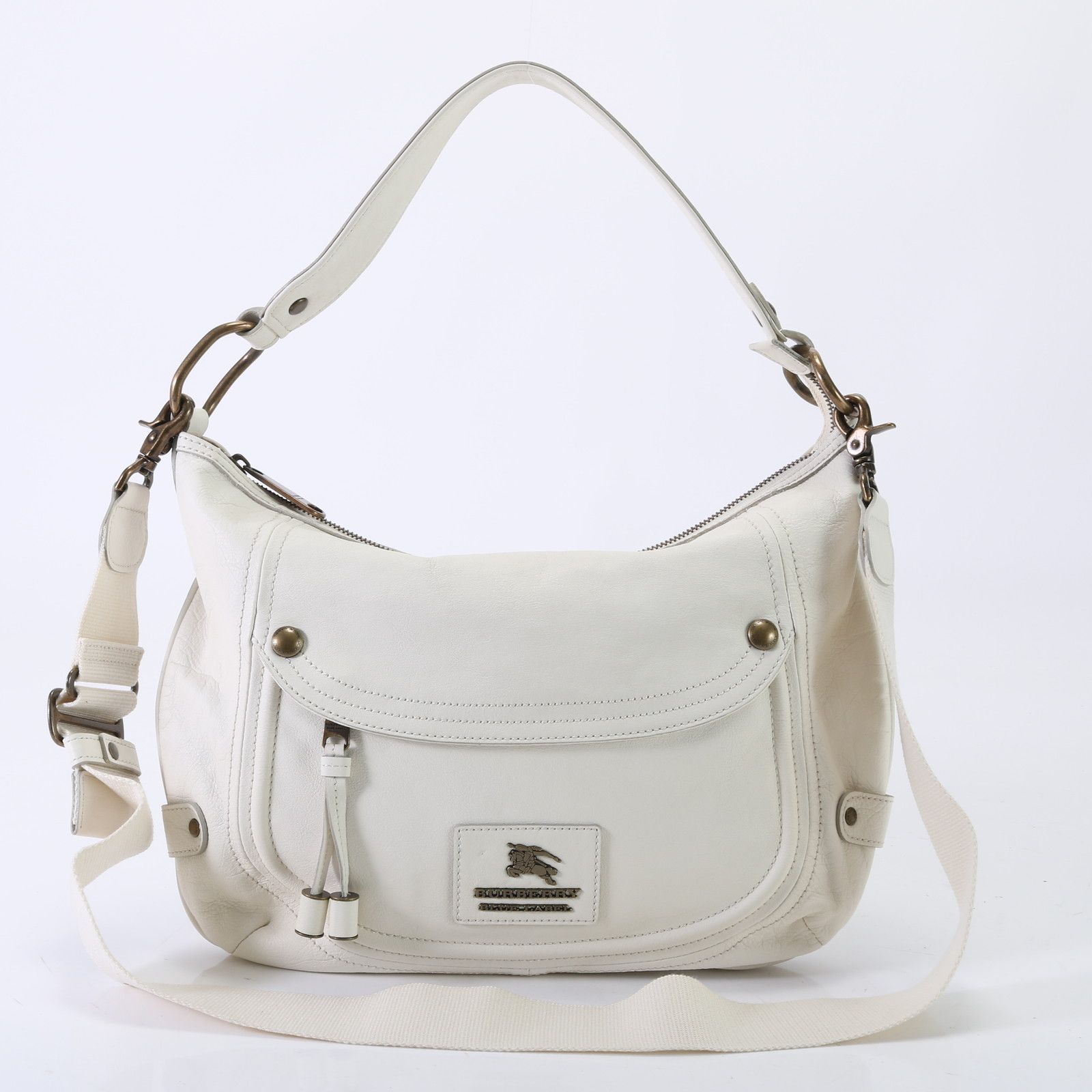 美品 バーバリー アイボリー レザー 2WAY ショルダーバッグ 斜め掛け 