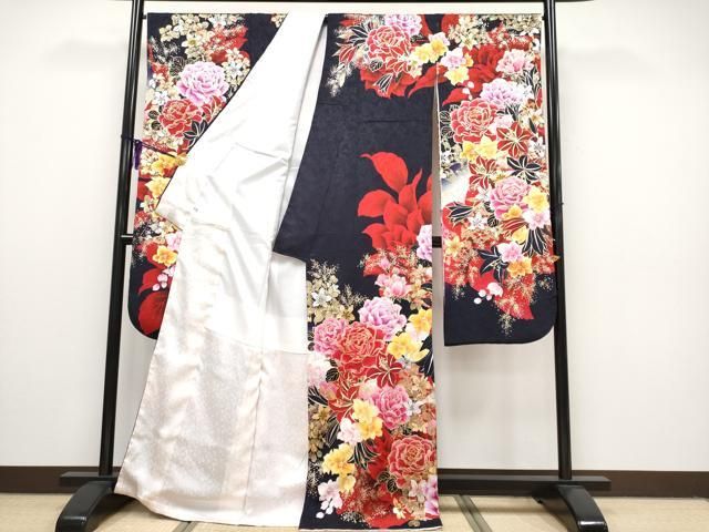♥稀少柄♥手描き洋花カラー極彩金加工♥極美品振袖単品販売♥和モダンの極み！ ジャパンモード～FURISODE DOLL BY TAKAZENオリジナル振袖最新作