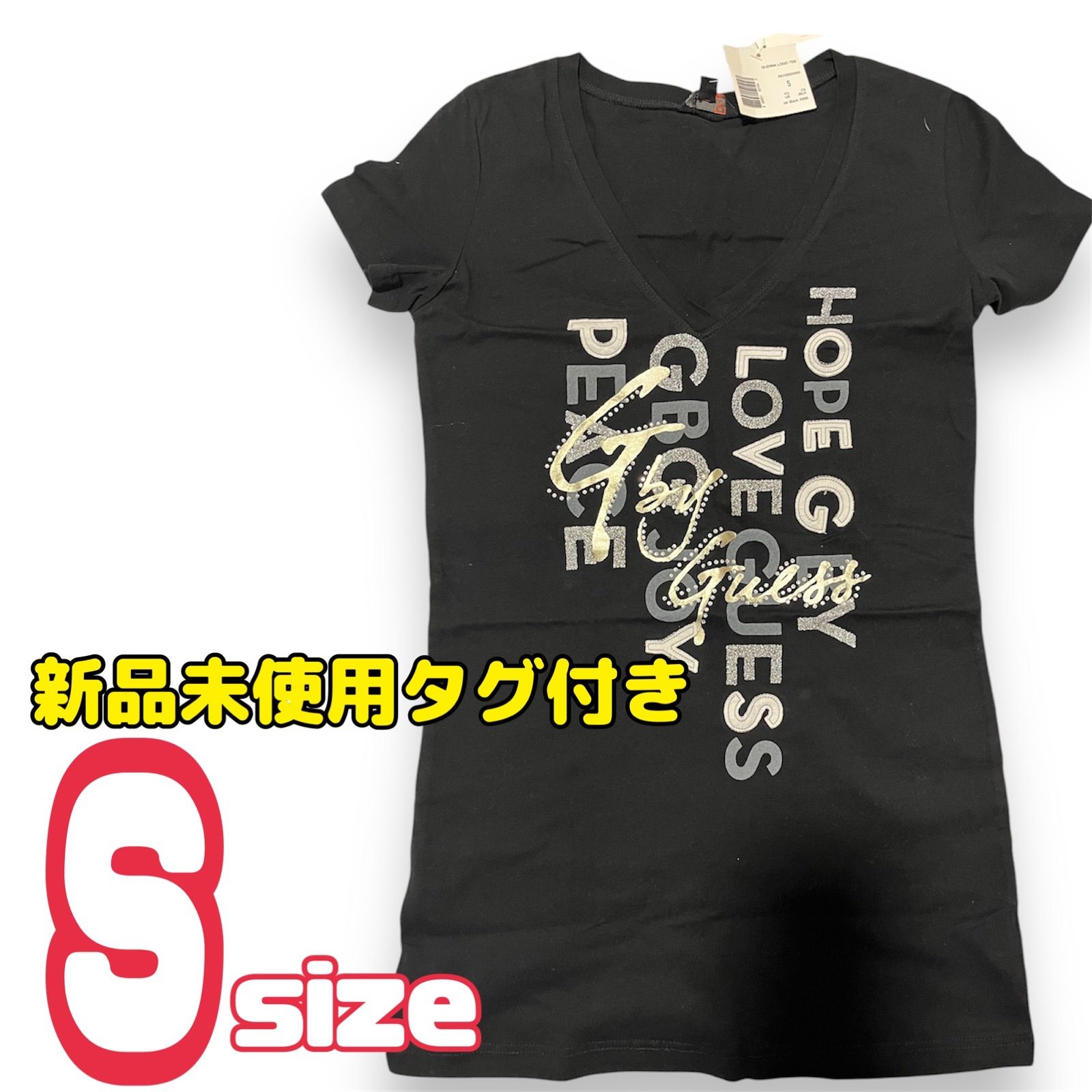 新品未使用タグ付き】Vネック半袖Tシャツ ブラックSサイズ - メルカリ