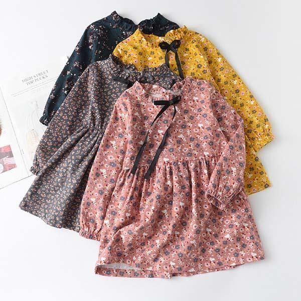ワンピース キッズ 長袖 子供服 女の子 ベビー服 春秋 花柄ワンピース 綿 結婚式 子ども服 ジュニア 女児 おしゃれ かわいい 七五三 入学 入園 幼稚園 おすすめ