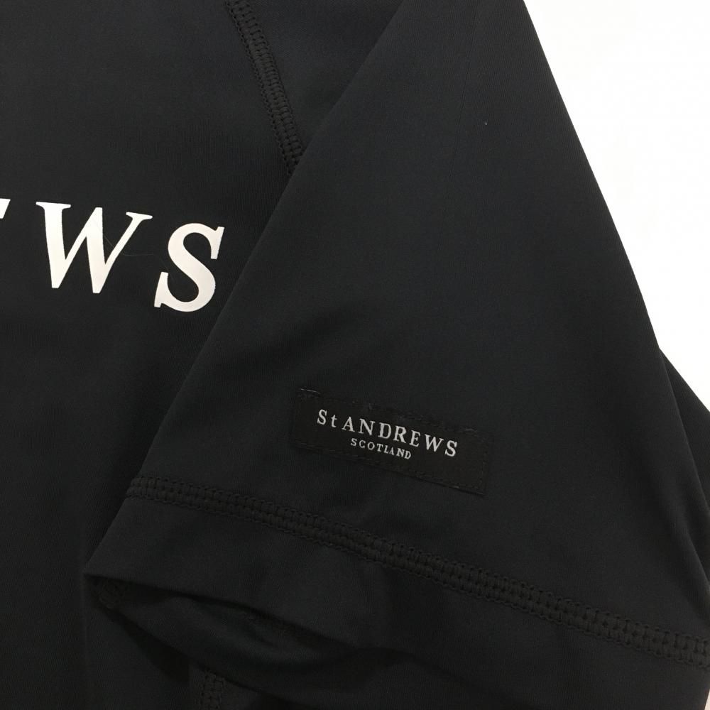 超美品】セントアンドリュース 半袖ハイネックシャツ 黒×白 ロゴ