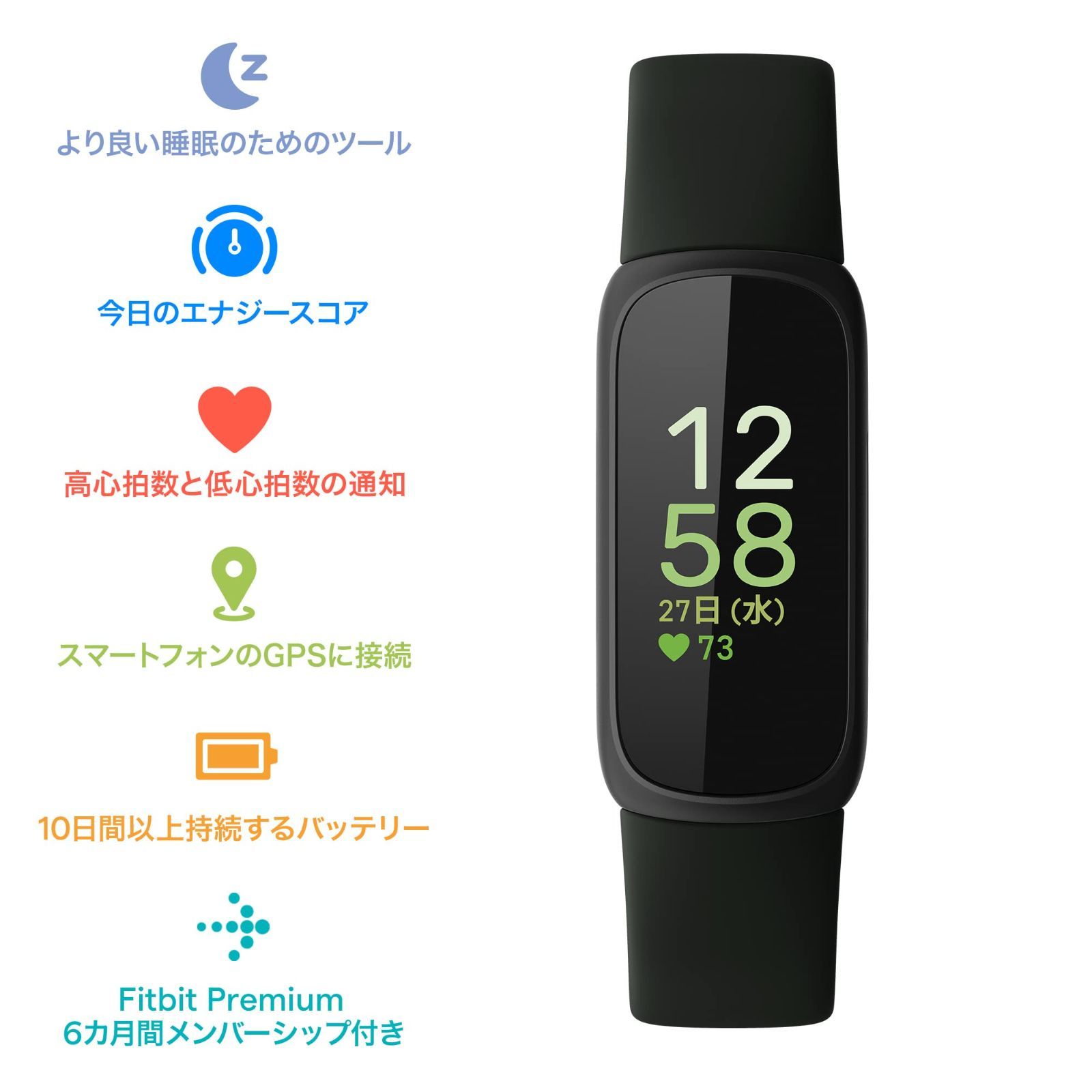 Fitbit Inspire 3 フィットネストラッカーMidnight Zen Black[最大10