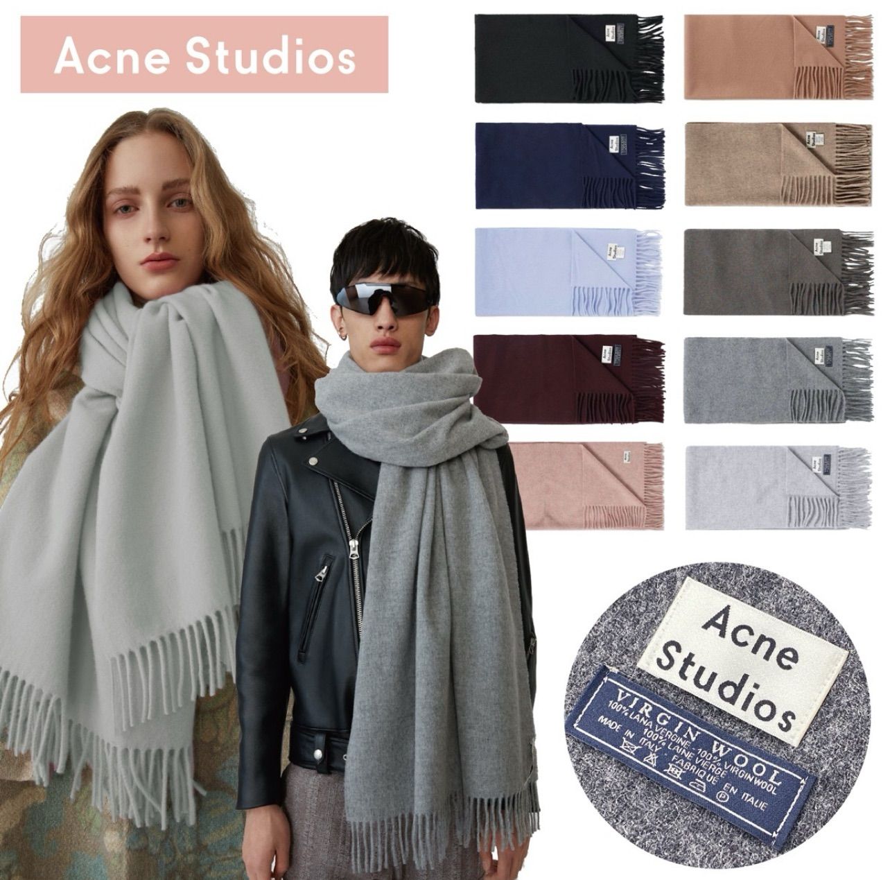 訳あり グレーメランジ アクネ ストゥディオズ Acne Studios 旧タグ CANADA マフラー ストール 大判 ショッパー付き レディース  メンズ ユニセックス カナダ 約200cm×70cm - メルカリ