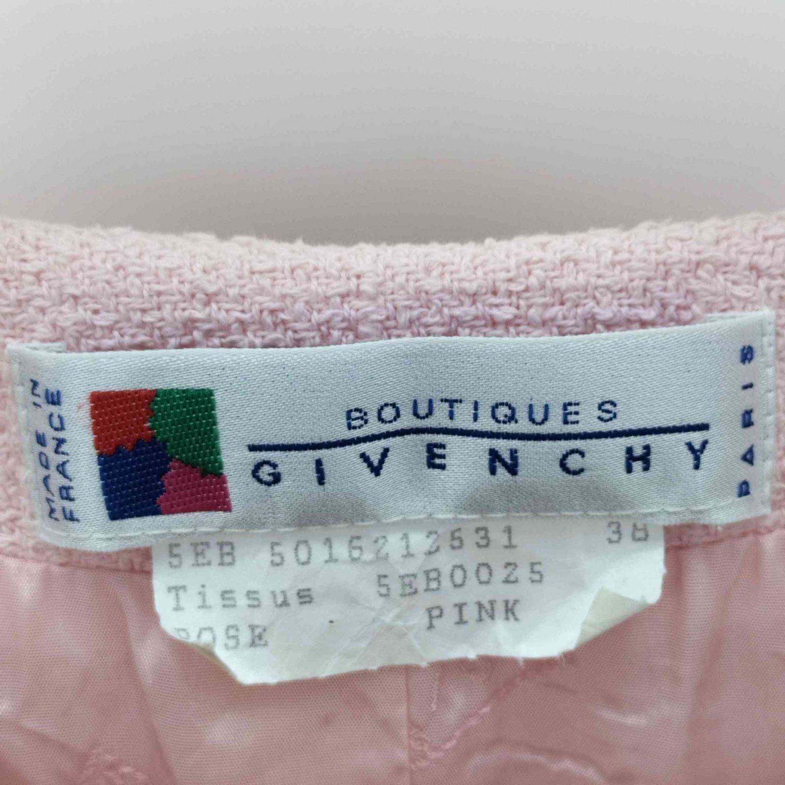 ジバンシィ GIVENCHY フランス製 ツイード ノーカラージャケット 