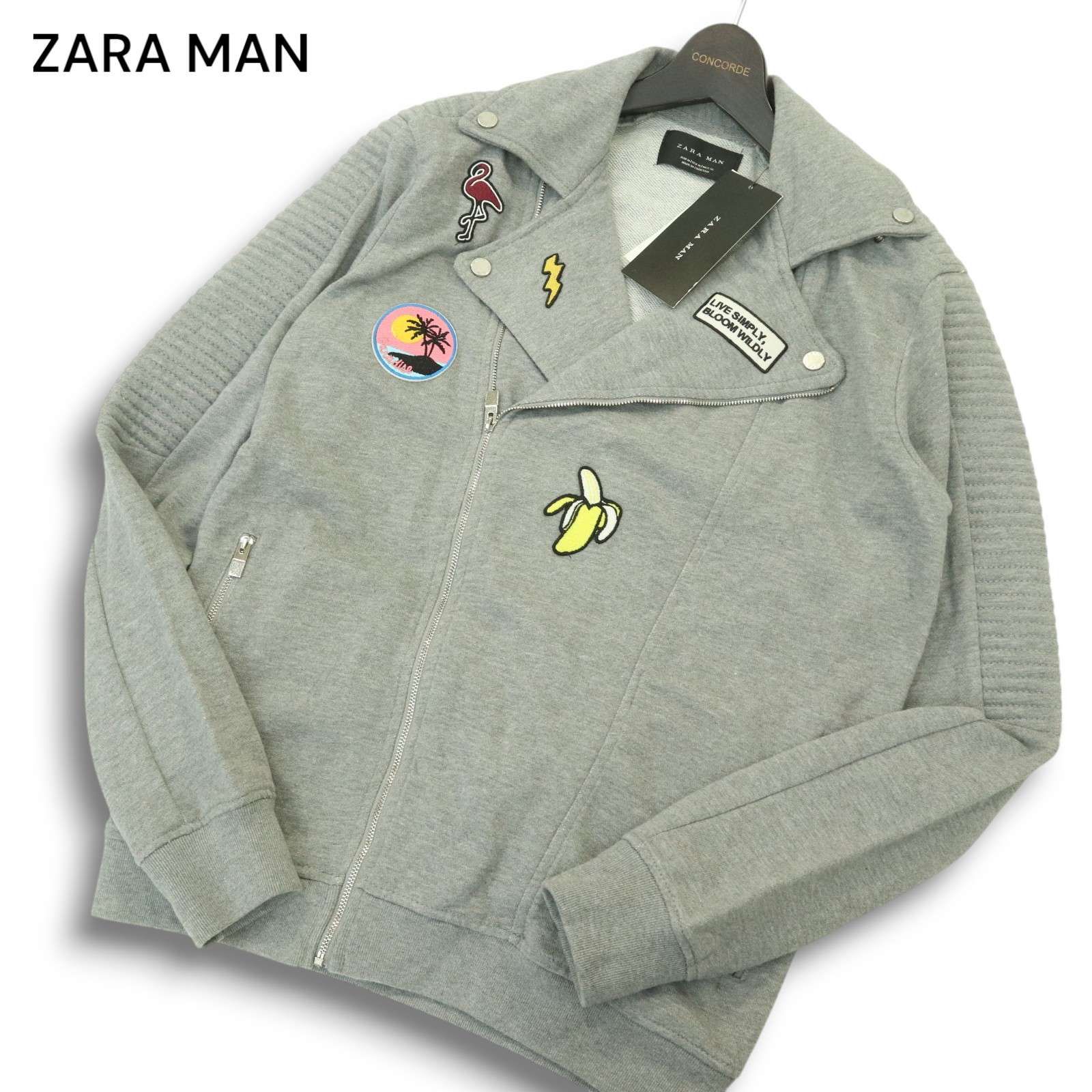 新品 未使用】 ZARA MAN ザラ マン ワッペン☆ スウェット バイカー 