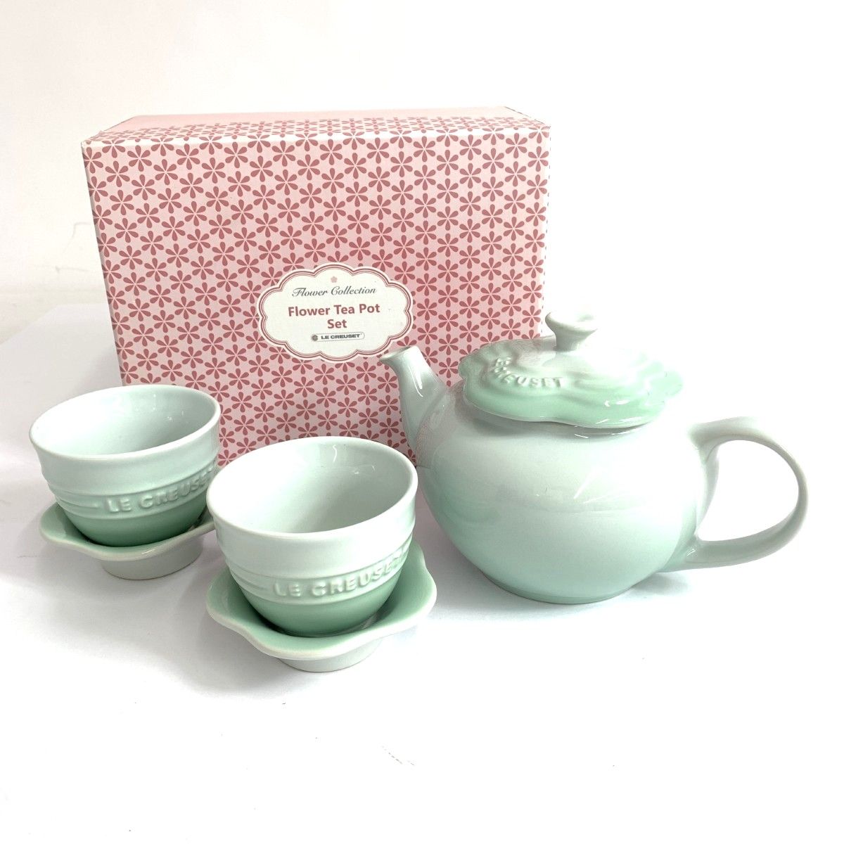 LE CREUSET ルクルーゼ スモールフラワーティーポットセット アイスグリーン 240001139781