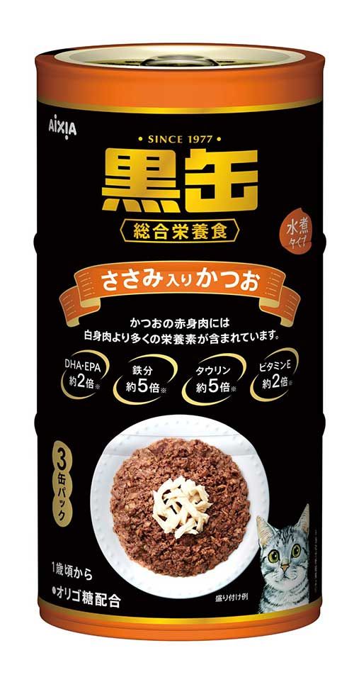 【同梱】【18個セット】 アイシア 黒缶3P ささみ入り かつお 480g