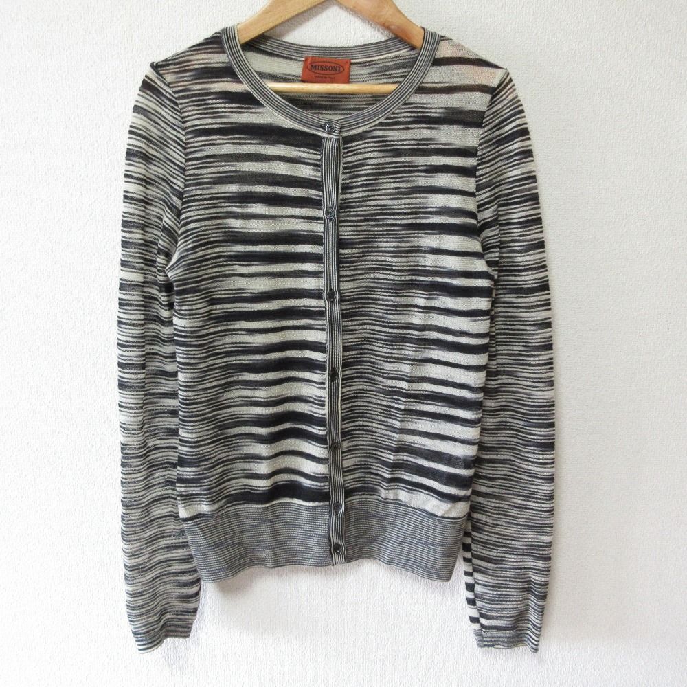 高速配送 MISSONI 美品 ミッソーニ クルーネック 長袖 総柄 ボーダー柄 トップス