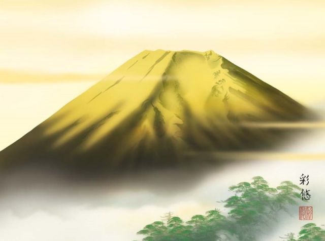 新しい富士山の油絵、F8サイズ、縁額付属 【公式通販】