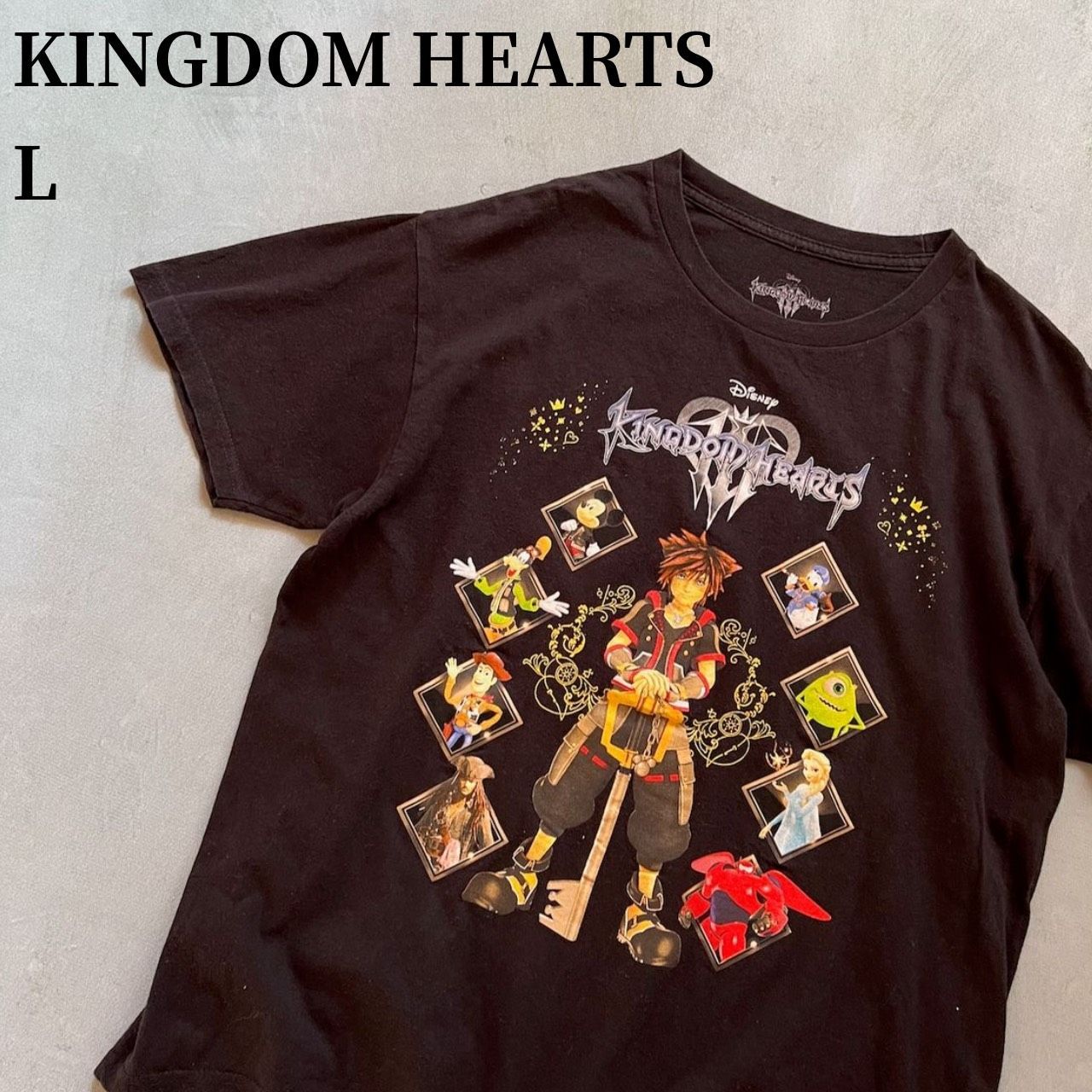 KINGDOM HEARTS アニメTシャツ Tシャツ キングダムハーツ ブラック L 