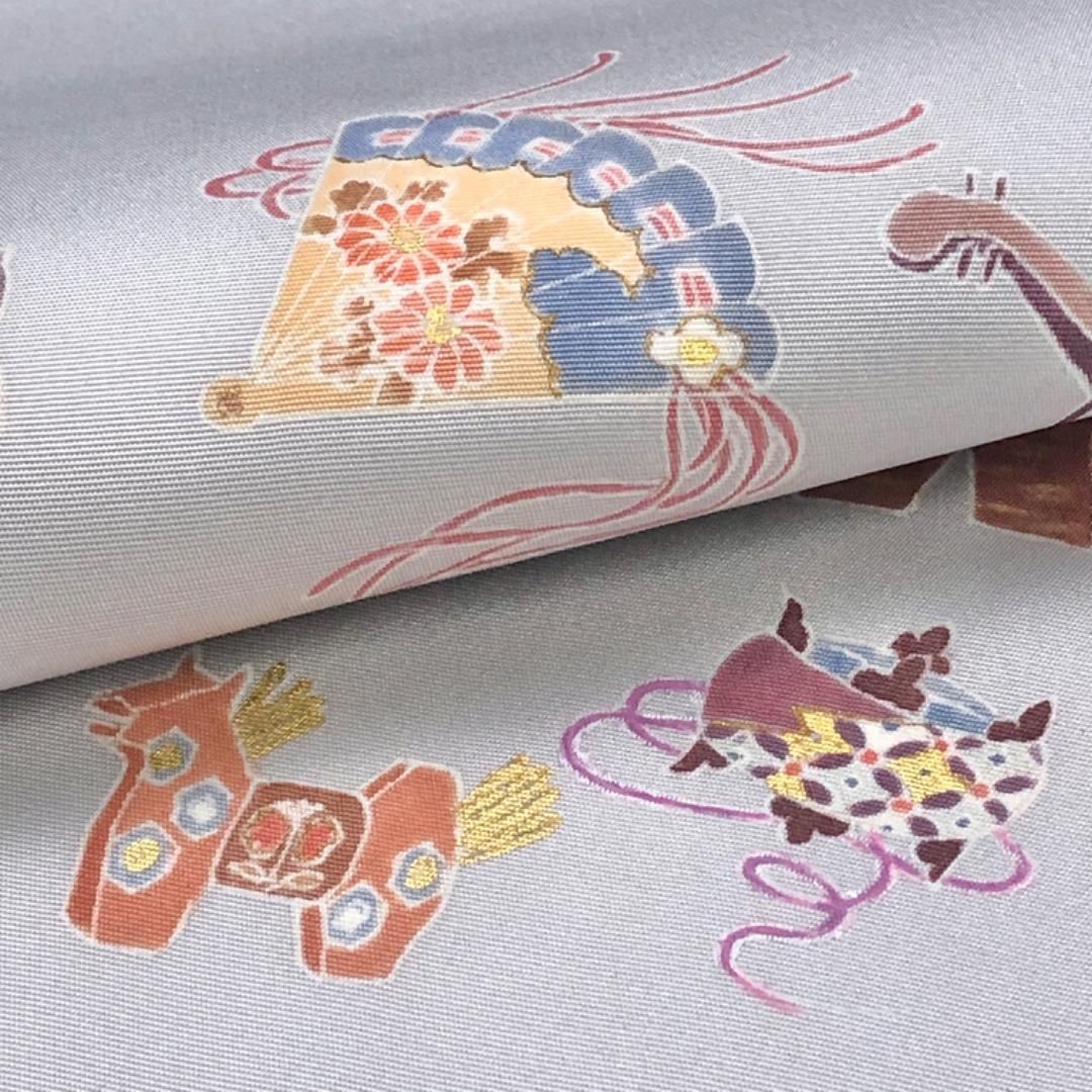 袋帯 花ひとえ 花葉模様に鳥 金銀糸 憲房色 O-5476 袋帯 花ひとえ 花葉模様に鳥 金銀糸 憲房色 O-5476 着物 きもの