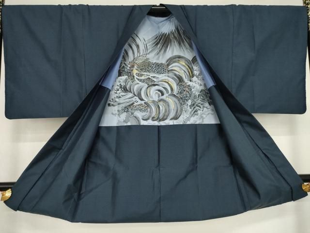 平和屋着物○男性 紬 アンサンブル 色無地 憲法色 正絹 逸品