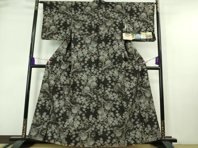 平和屋着物□極上 本場大島紬 9マルキ 古代染色純泥染 水車小屋 茂田絹