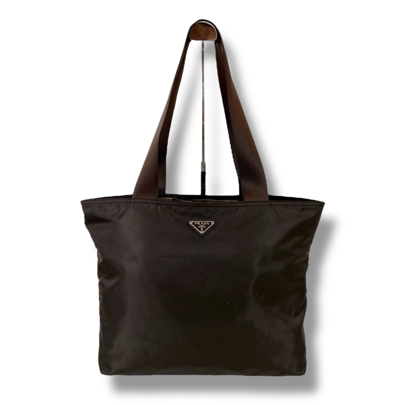 プラダ PRADA トライアングルロゴ ミニトートバッグ ブラウン テスート