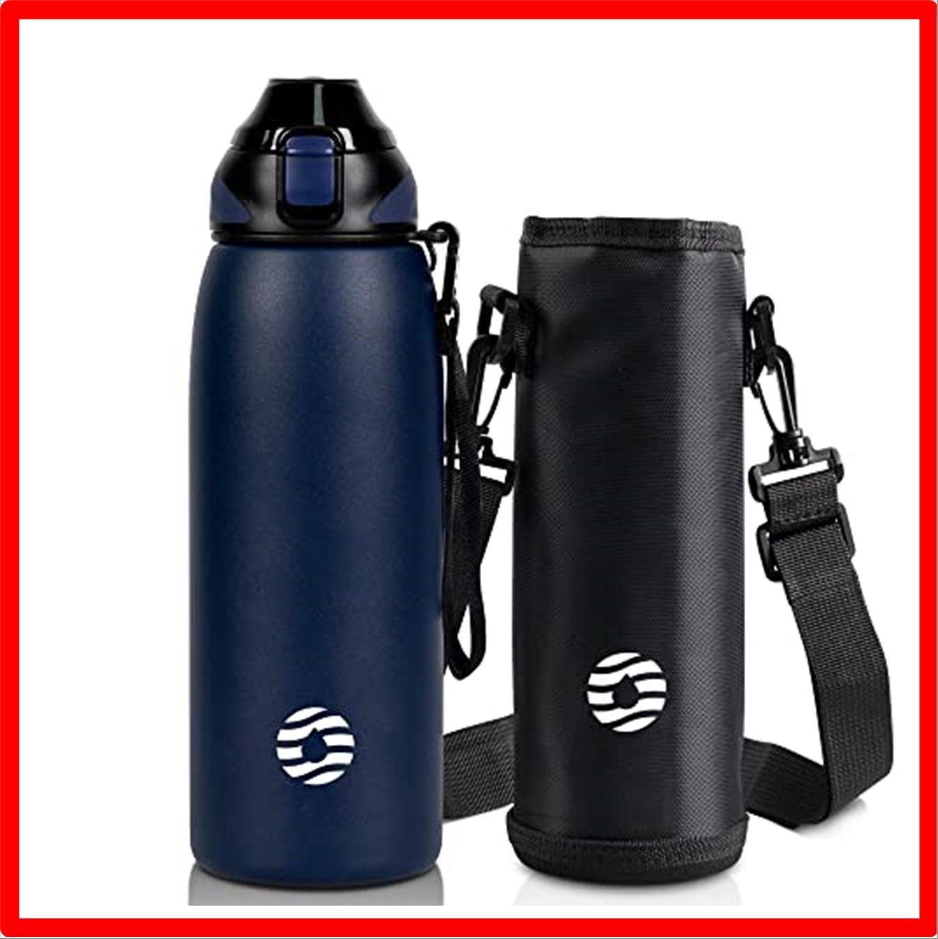 【匿名配送】ブルー_800ML FJbottle 水筒 0.8L 真空断熱 ワンタッチ スポーツボトル 0.8リットル 保温 保冷 スポーツ飲料対応 広口 洗い