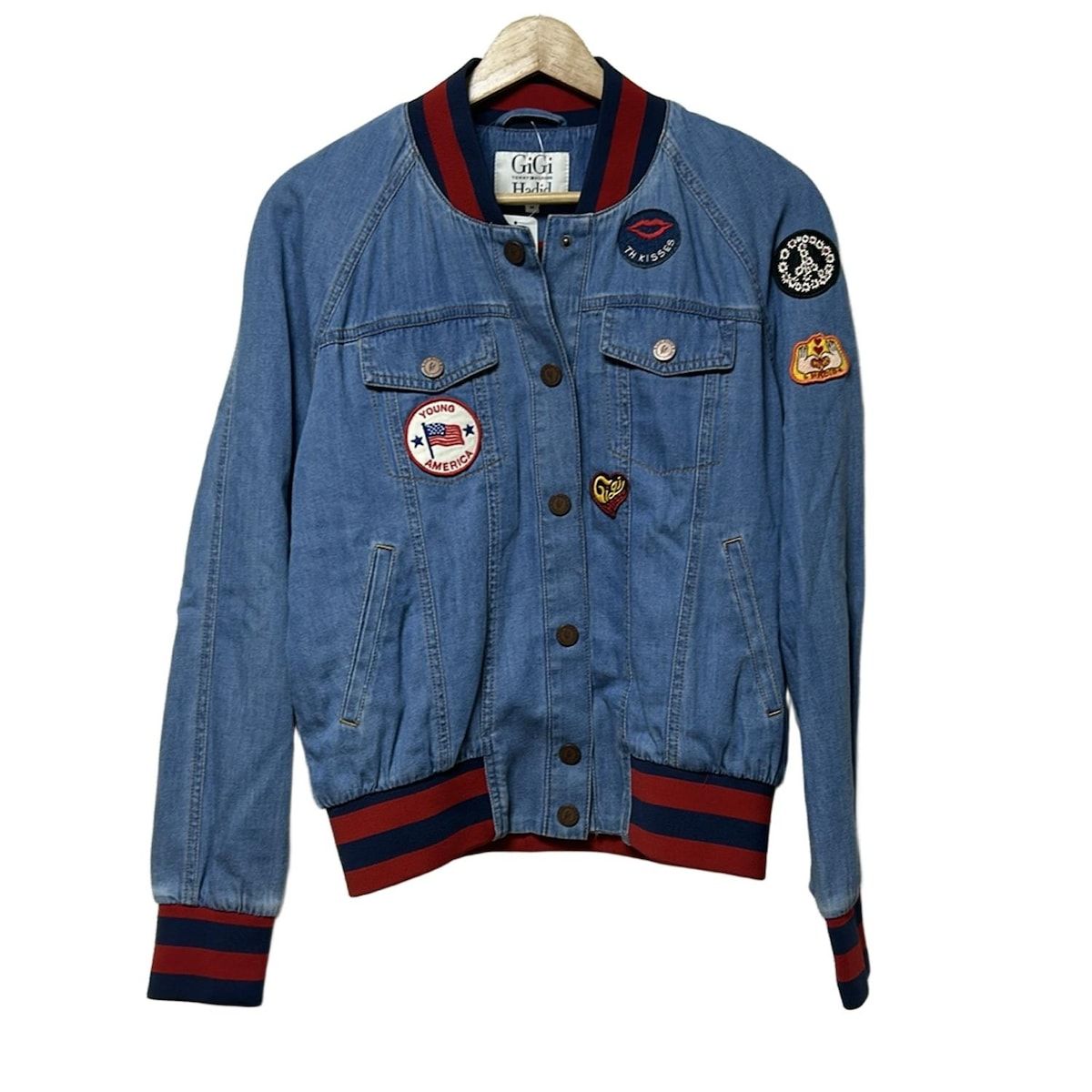 TOMMY HILFIGER トミーヒルフィガー Gジャン サイズM レディース ネイビー×レッド×マルチ 春 秋物