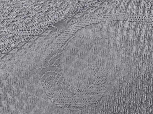 平和屋着物○上質な色無地 鵬笙 かの子織 唐草地紋 薄鼠色 反端付き