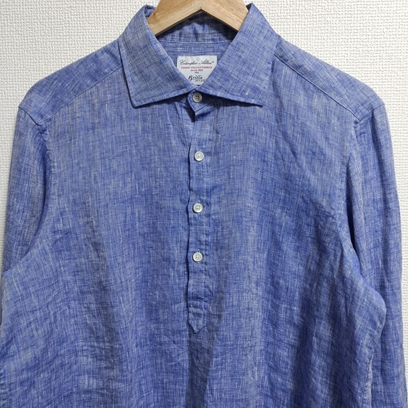 美品✨ブリッラペルイルグスト　アルビニ　リネンシャツ　ビームス　ブルー　Ｍ 美品✨ブリッラペルイルグスト アルビニ リネンシャツ ビームス