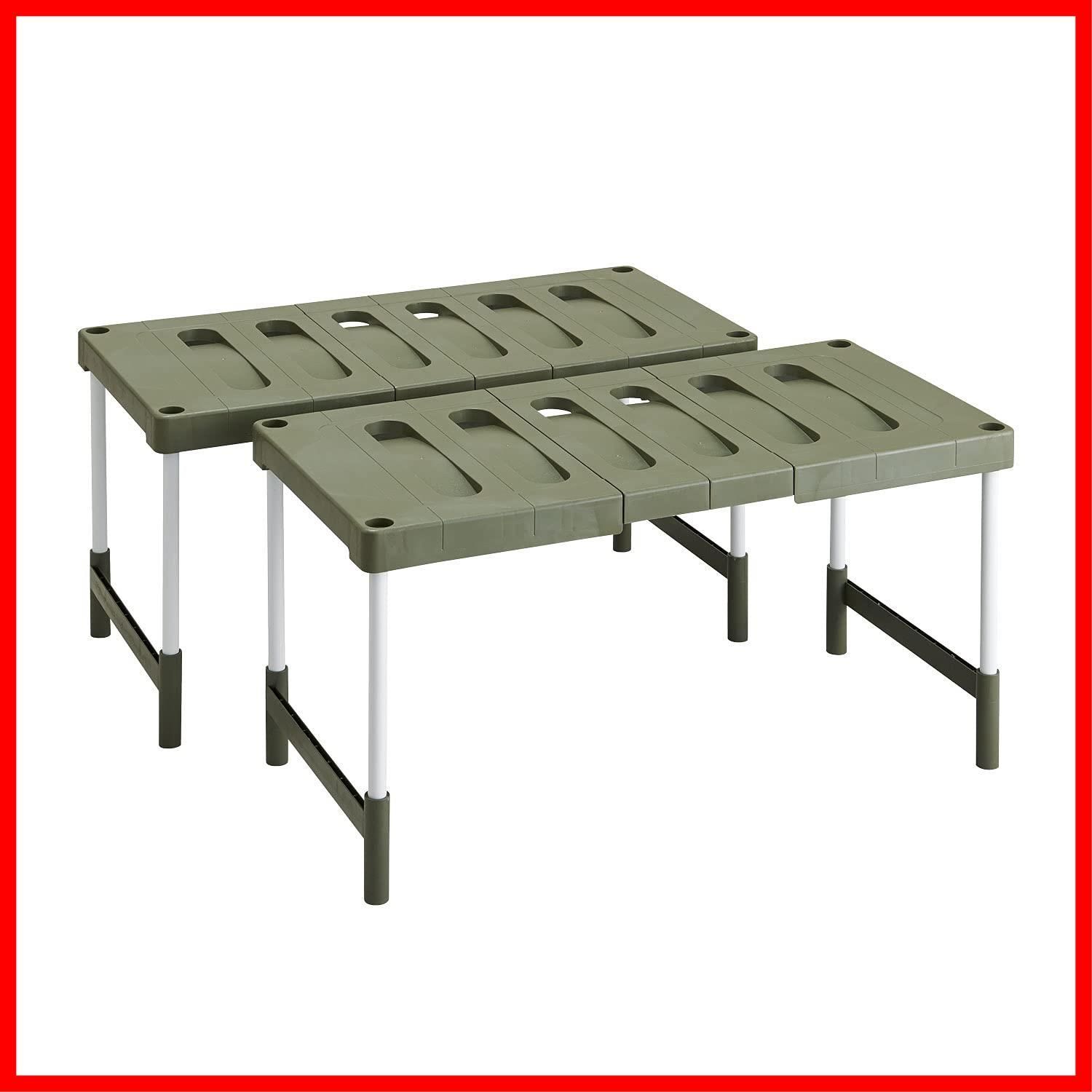 CO-RG2 エコグリーン 幅76.5 92×奥行37×高さ35 40cm 2台入り 伸縮タイプ クローゼット 押入れフリーラック 収納棚 Belca