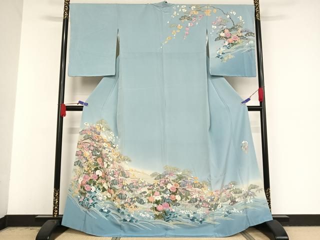 平和屋着物●訪問着　友禅　作家物　草花文　やまと誂製　正絹　逸品　未使用　AAAV9118np 平和屋着物○訪問着 友禅 作家物 草花文 やまと誂製 正絹 逸品 未使用