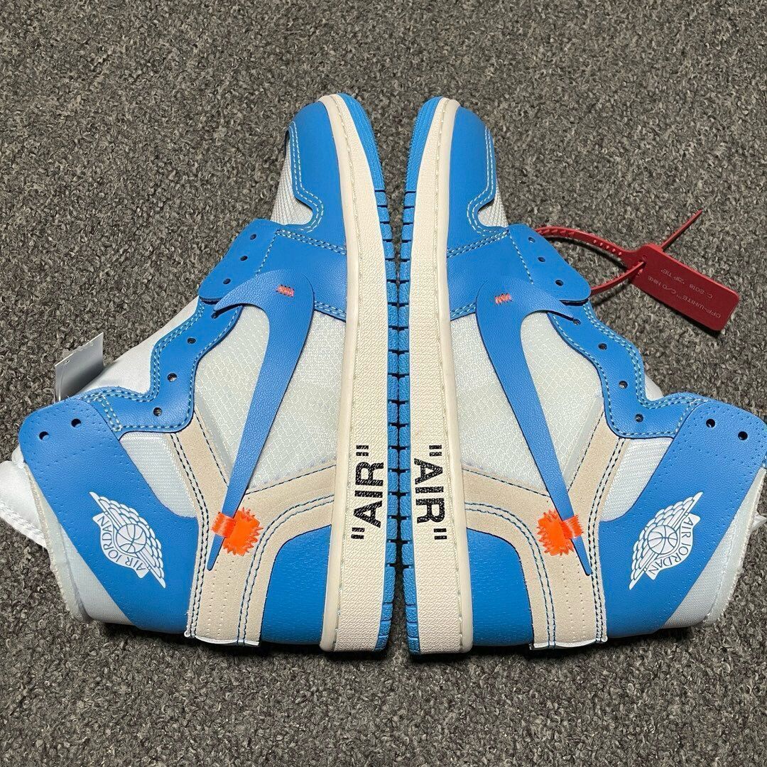 NIKE AIR JORDAN 1 ×OFF-WHITE　HIGH UNC "WHITE/DARK POWDER BLUE" 　ナイキ エアジョーダン1 ×オフ　ホワイトハイ UNC "ホワイト/ダーク パウダー ブルー"