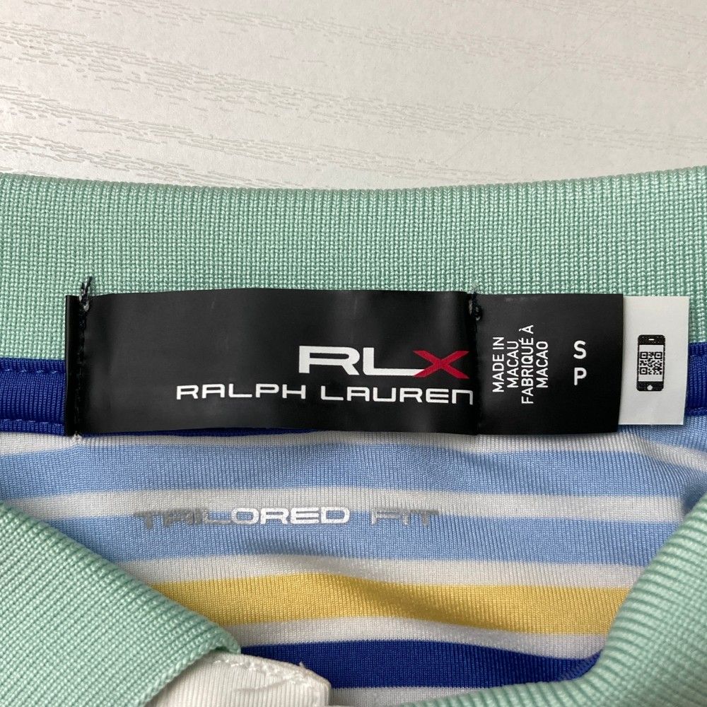 サイズ：S RLX ラルフローレン  ノースリーブポロシャツ ボーダー柄 グリーン系 [240101279049] ゴルフウェア レディース ストスト RLXラルフローレン 半袖ポロシャツ グリーン×白 ボーダー