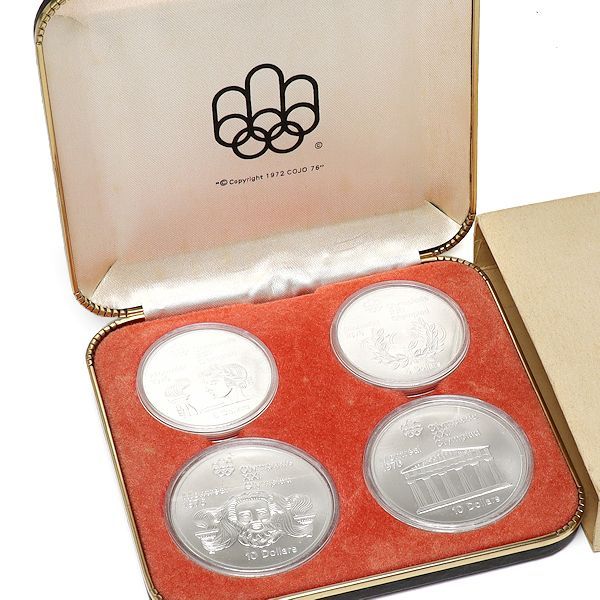 【美品】1976年 カナダモントリオール五輪 記念銀貨4枚セット 未使用 1976年 モントリオールオリンピック 記念銀貨セット 4枚