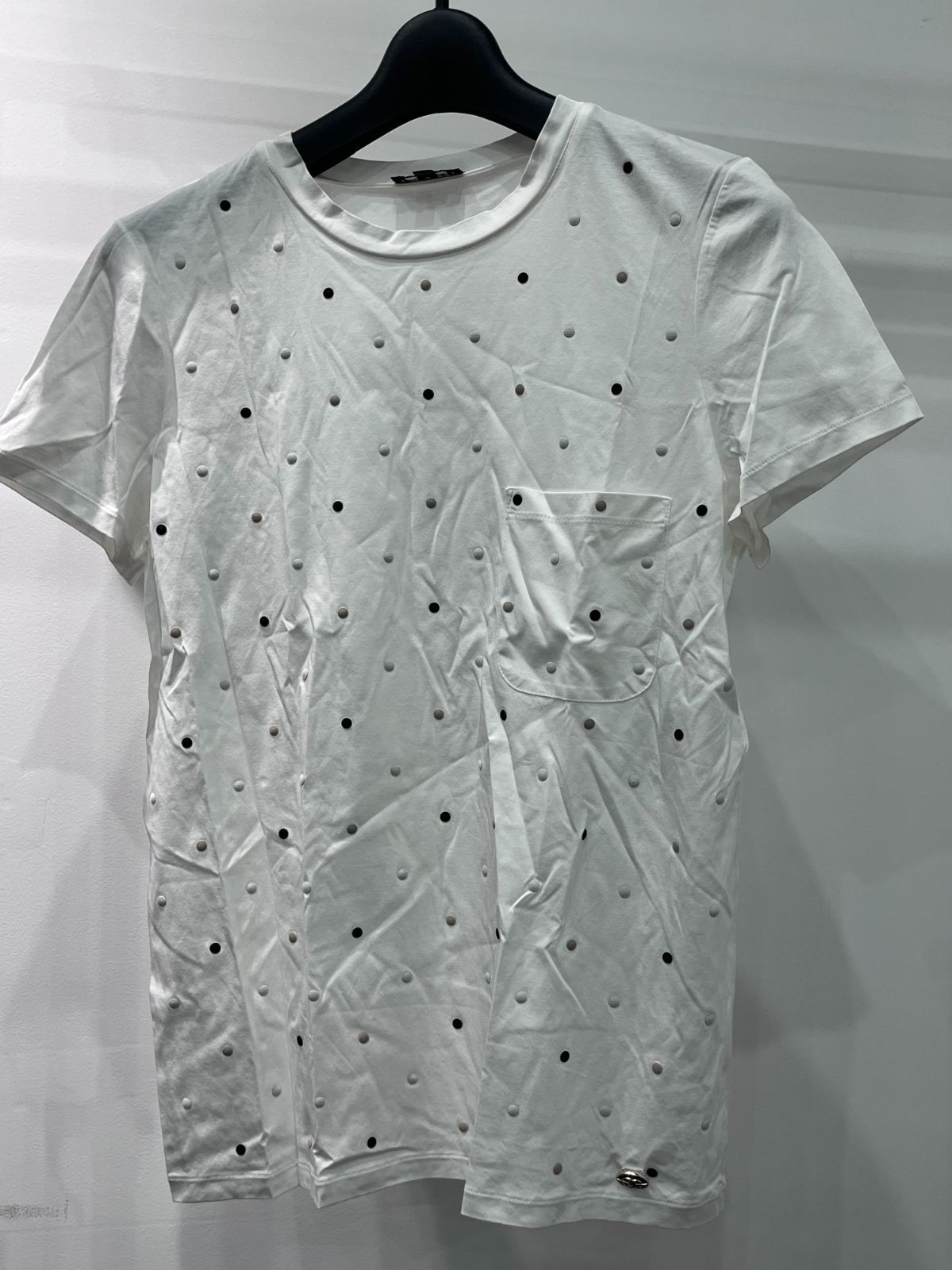 シャネル Tシャツ カットソー P55402K07251 38 ドット柄 ホワイト D25061922