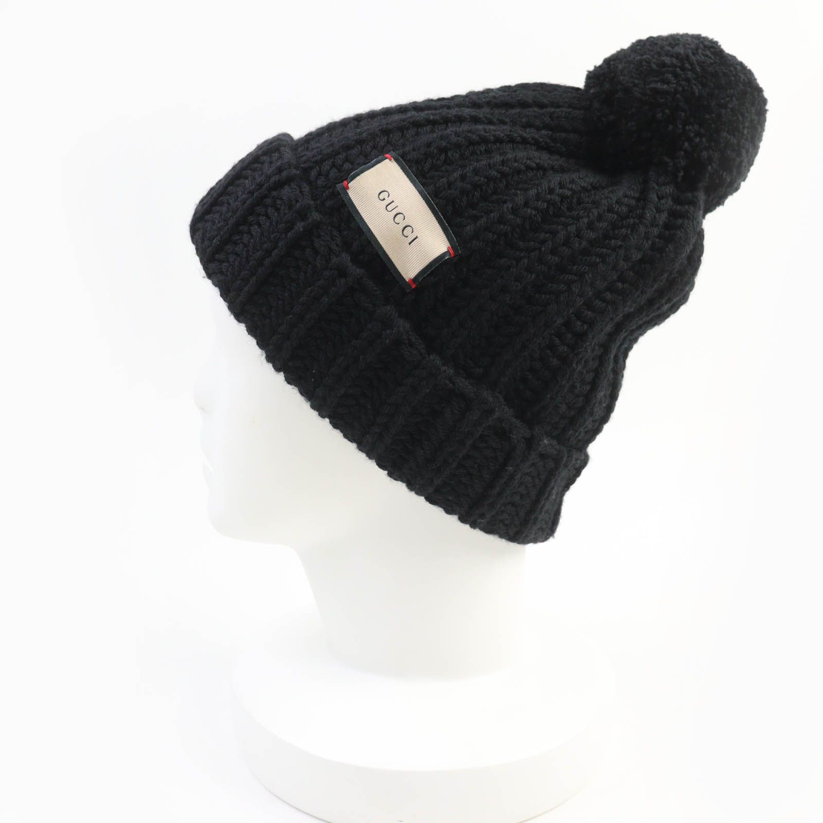 未使用品☆GUCCI グッチ 652656 ウール100％ ロゴ 梵天付き