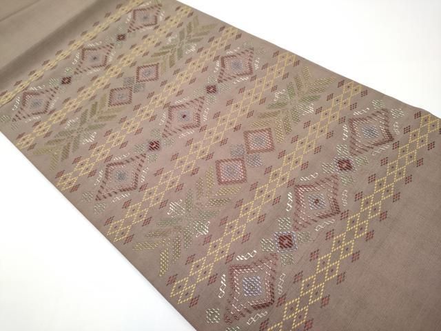 平和屋着物□極上 本場琉球 読谷山花織 紬地 九寸名古屋帯 逸品