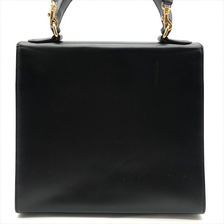 美品✨ セリーヌ ガンチーニ ハンドバッグ トップハンドル ロゴ型押し ブラック CELINE セリーヌ ガンチーニ レザー ミニバッグ 2way ハンドバッグ