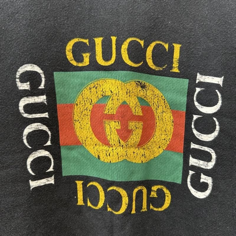 GUCCI グッチ トレーナー 長袖 ヴィンテージ 加工 ロゴ プリント