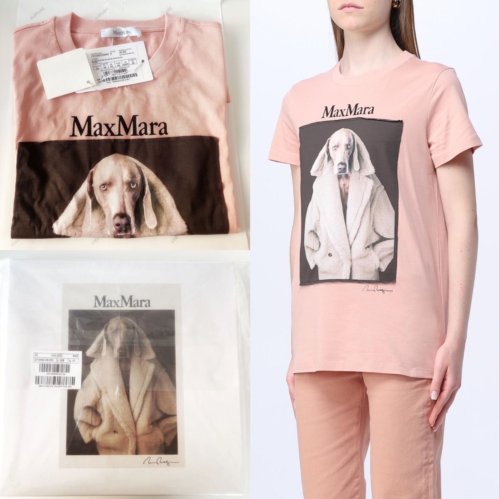 Max Mara マックスマーラ ウェグマンプリント Tシャツ ブラック 黒 Tシャツ カットソー 半袖 DOG 犬 プリント 黒 ブラック（2024/05