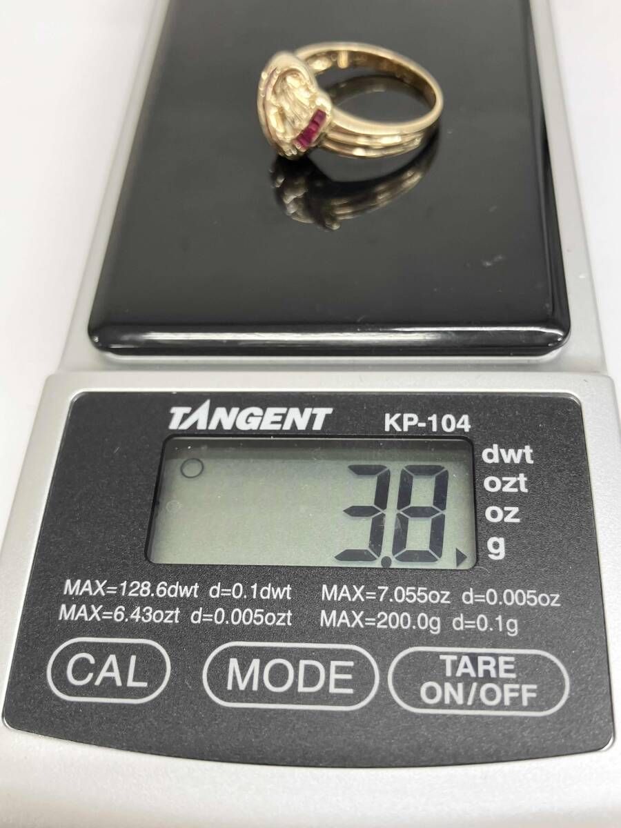 K18 天然ルビー 0.35ct 天然ダイヤモンド 0.10ct 10.5号 リング - メルカリ