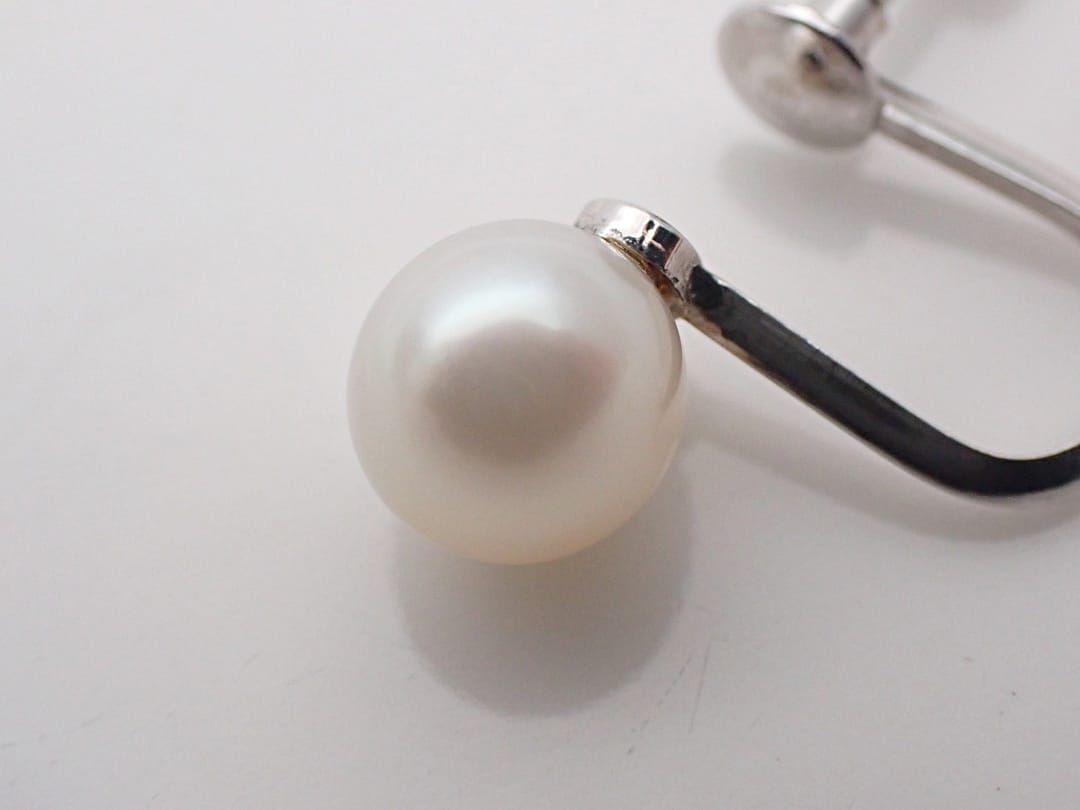 新品K14WG刻印あり パール イヤリング K14WG パール付きイヤリングの