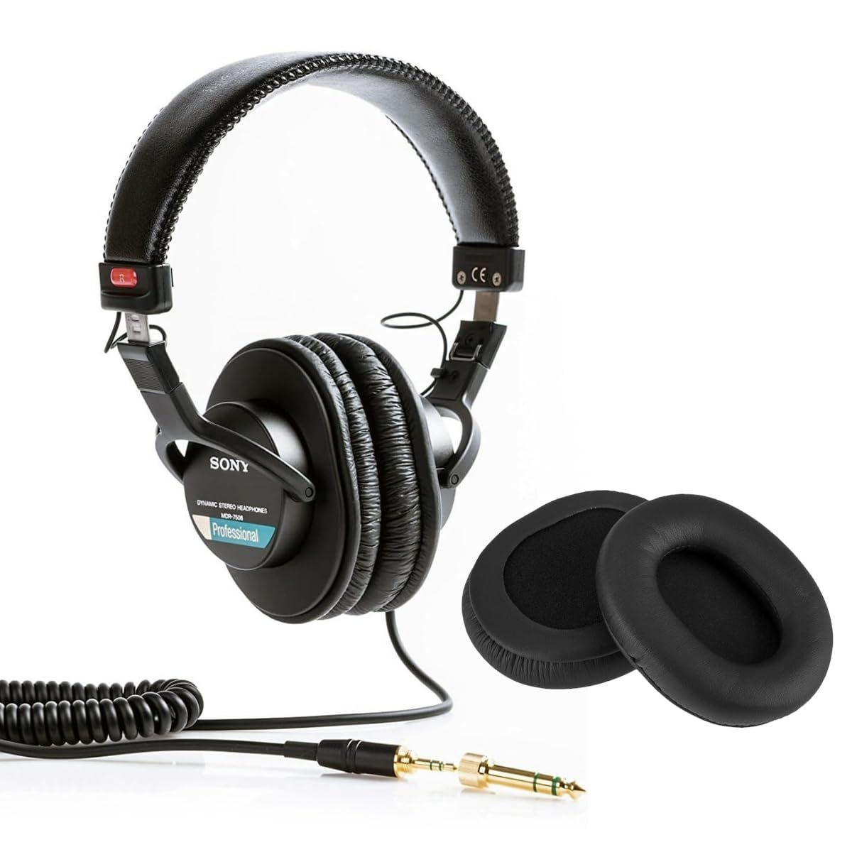 Sony MDR-7506 プロフェッショナル折りたたみ式ヘッドフォン レザーイヤーパッド付き