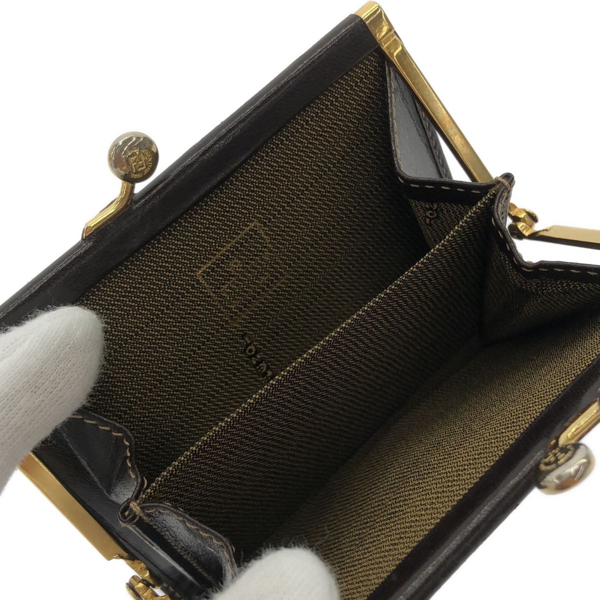 フェンディ FENDI バゲット コインケース イエロー　がま口 FENDI フェンディ ガマ口 コインケース 財布 小物 ブラウン ロゴ