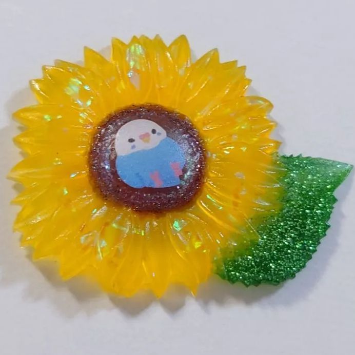 夏色のひまわり インコちゃん 雲レジンヘアゴム