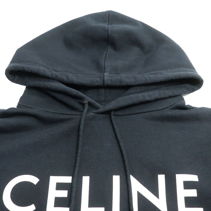 CELINE ブラック ロゴパーカー CELINE セリーヌ プルオーバーパーカー ロゴ ブラック - メルカリ