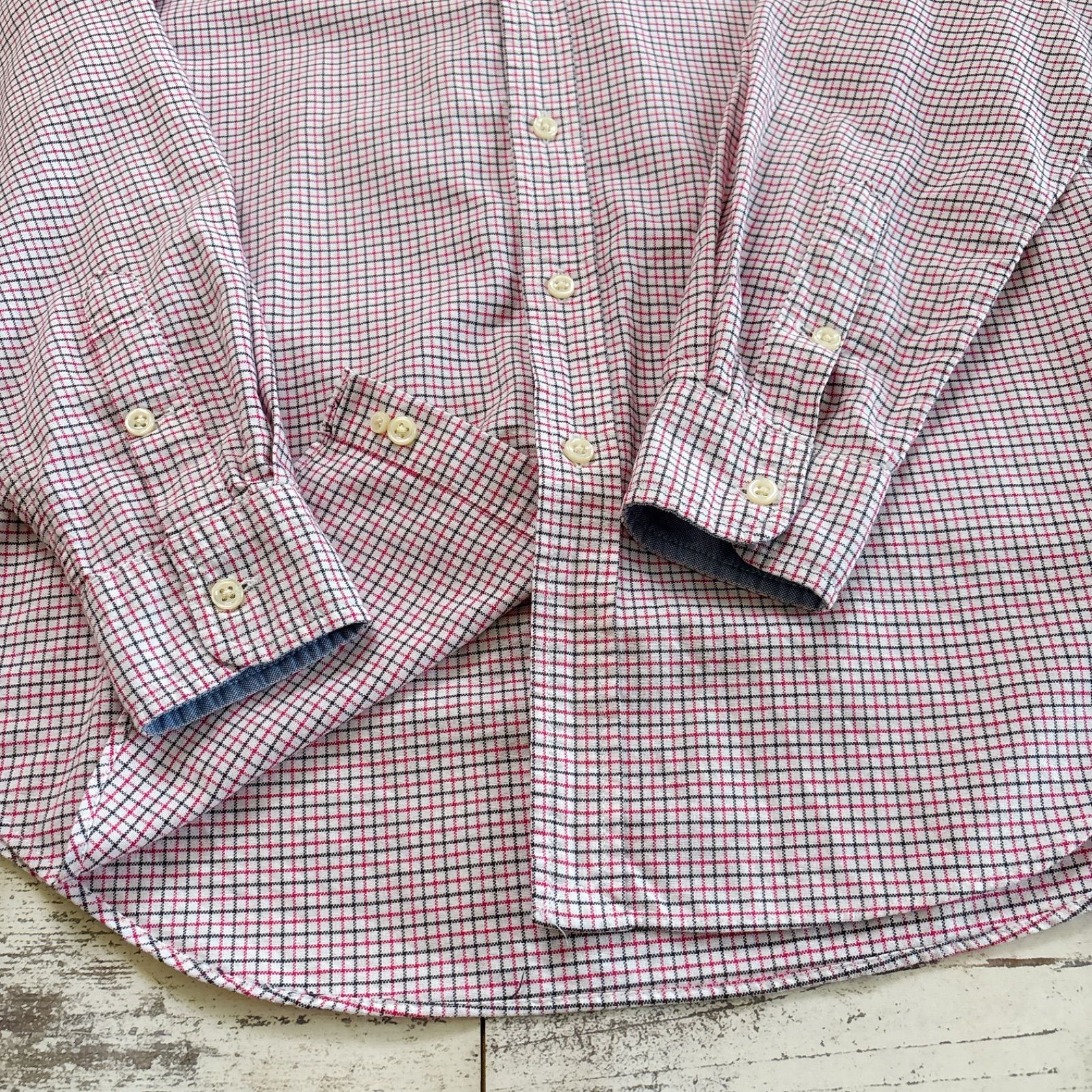 【極美品】ラルフローレン 長袖 シャツ リネン100 チェック ポニー ロゴ刺繍 ラルフローレン チェック柄 ポニー刺繍 長袖シャツ レディース S