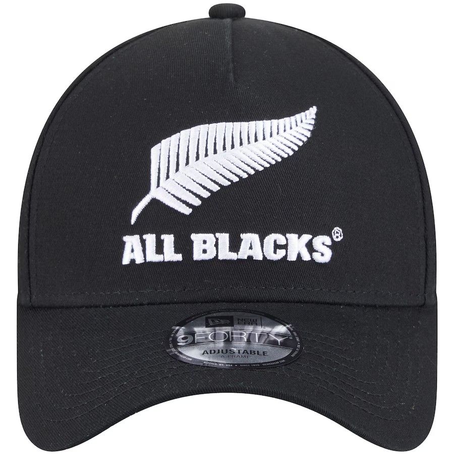 送料無料 ニューエラ ベースボールキャップ 9FORTY Aフレーム オールブラックス オープンサイズ 2025|26 ラグビー ニュージーランド代表 ブラック 黒 ホワイト 白 並行輸入品 販売 new era 日本未発売モデル 帽子