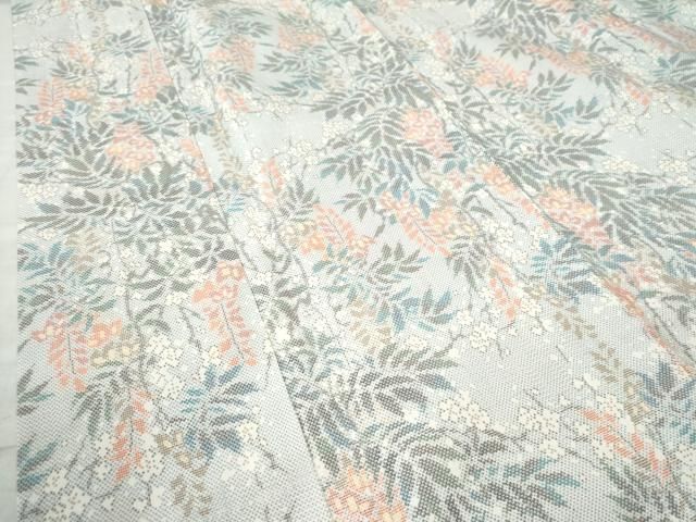 平和屋着物○本場大島紬 白大島 7マルキ 枝花文 正絹 逸品 未使用