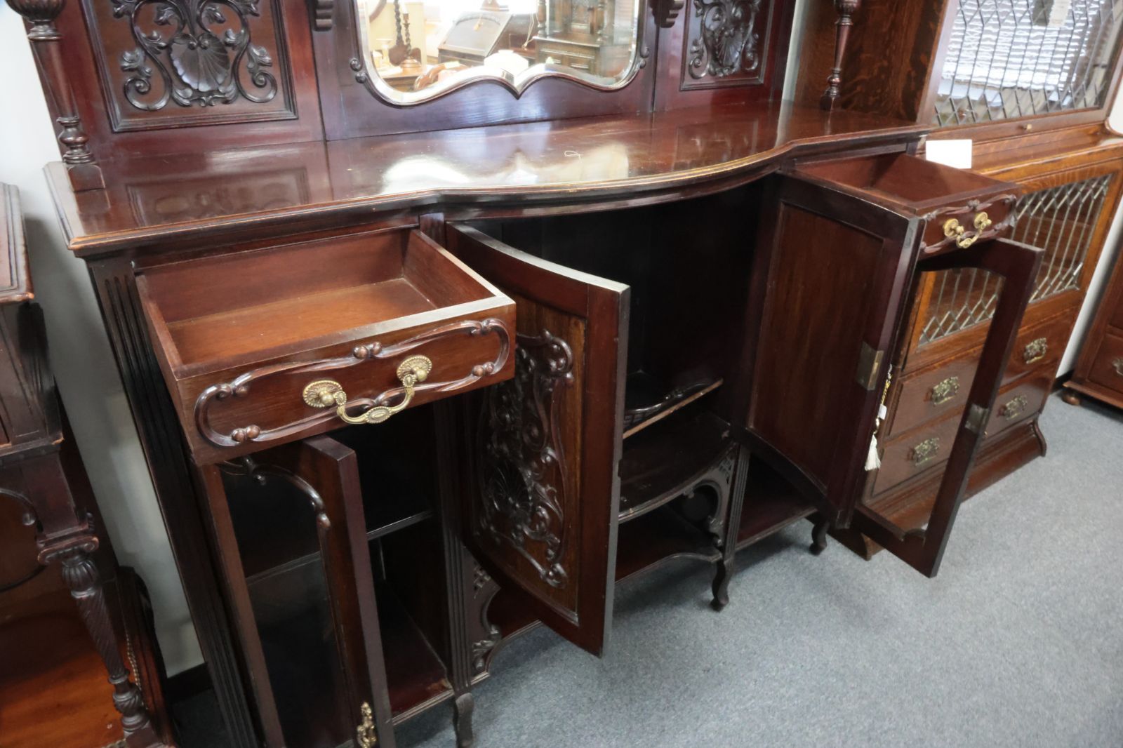 GMGK171○英国 アンティーク ミラーバック サイドボード キャビネット