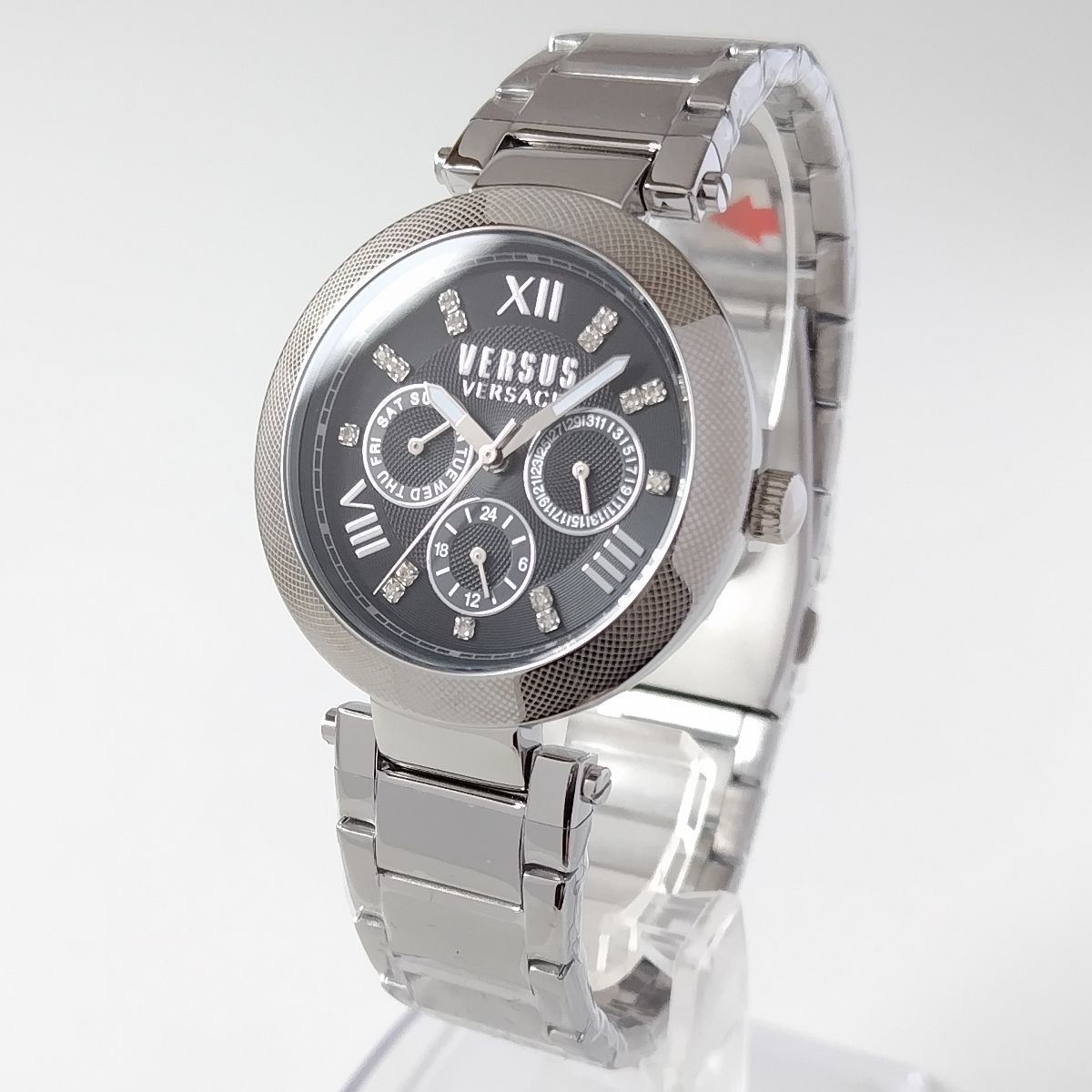 シルバー/ブラック新品ヴェルサス・ヴェルサーチ腕時計レディース黒クォーツ