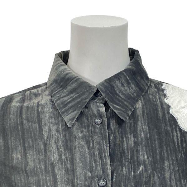 ◆ ルシェルブルー LE CIEL BLEU レースソークベルベットシャツ ブラウス 長袖 アシンメトリー 花柄 36 M 9号 レディース S5V716