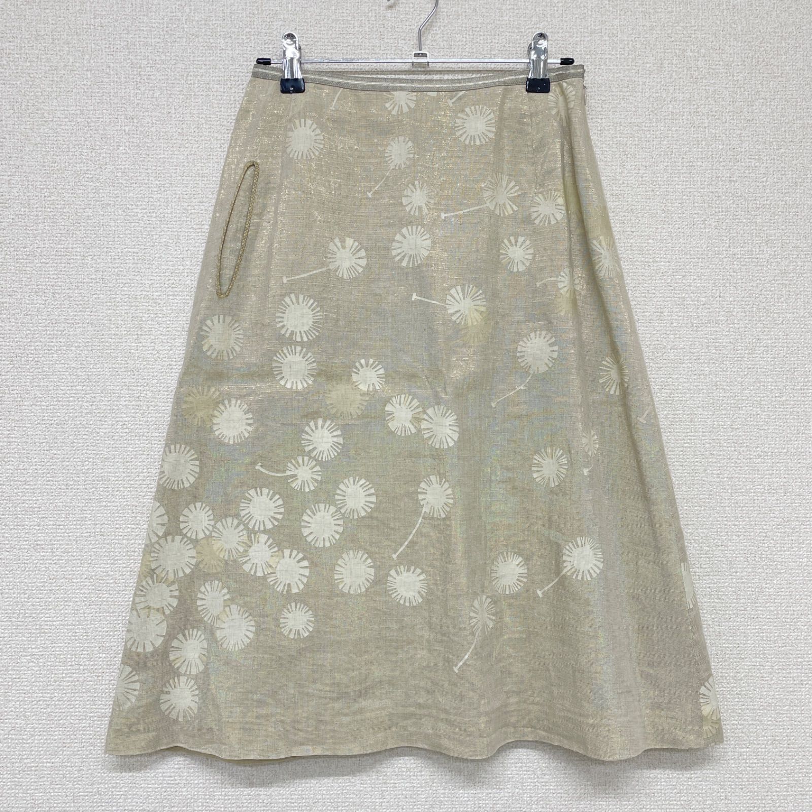 mina perhonen ミナペルホネン スカート tanpopo たんぽぽ ラメ リネン ベージュ 日本製 レディース